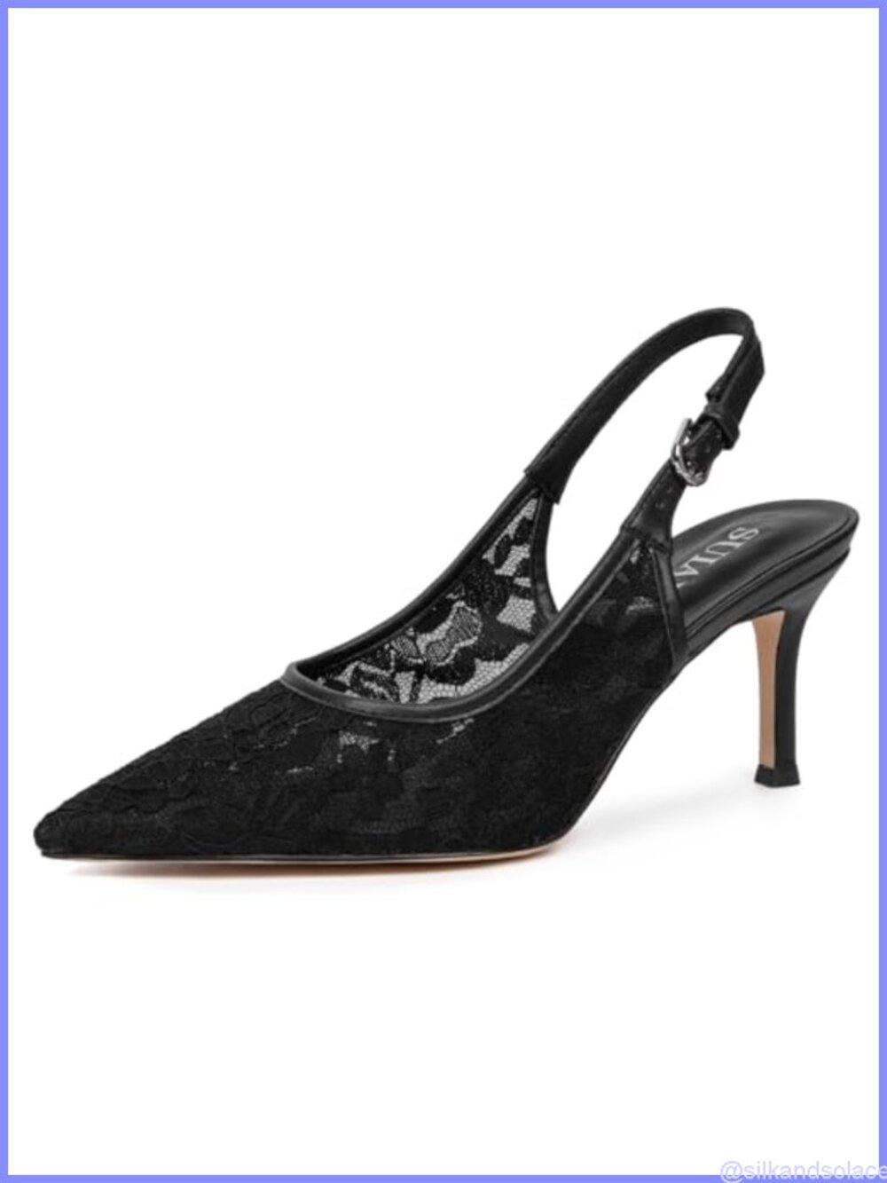 Lace Mesh Kitten Heel Slingback Bridal Pumps Pointed Toe Wedding Heels